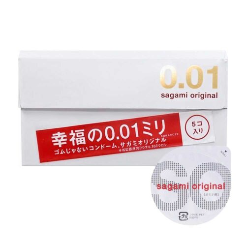 Bao Cao Su Sagami 0.01mm – Siêu Mỏng Siêu Chân Thật  – Hộp 5 Chiếc