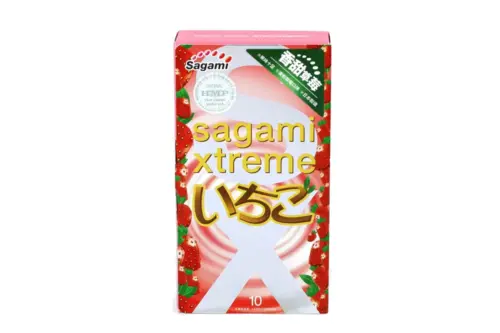 Bao Cao Su Sagami Xtreme Strawberry – Hương Dâu Ngọt Ngào (Hộp 10 Chiếc)